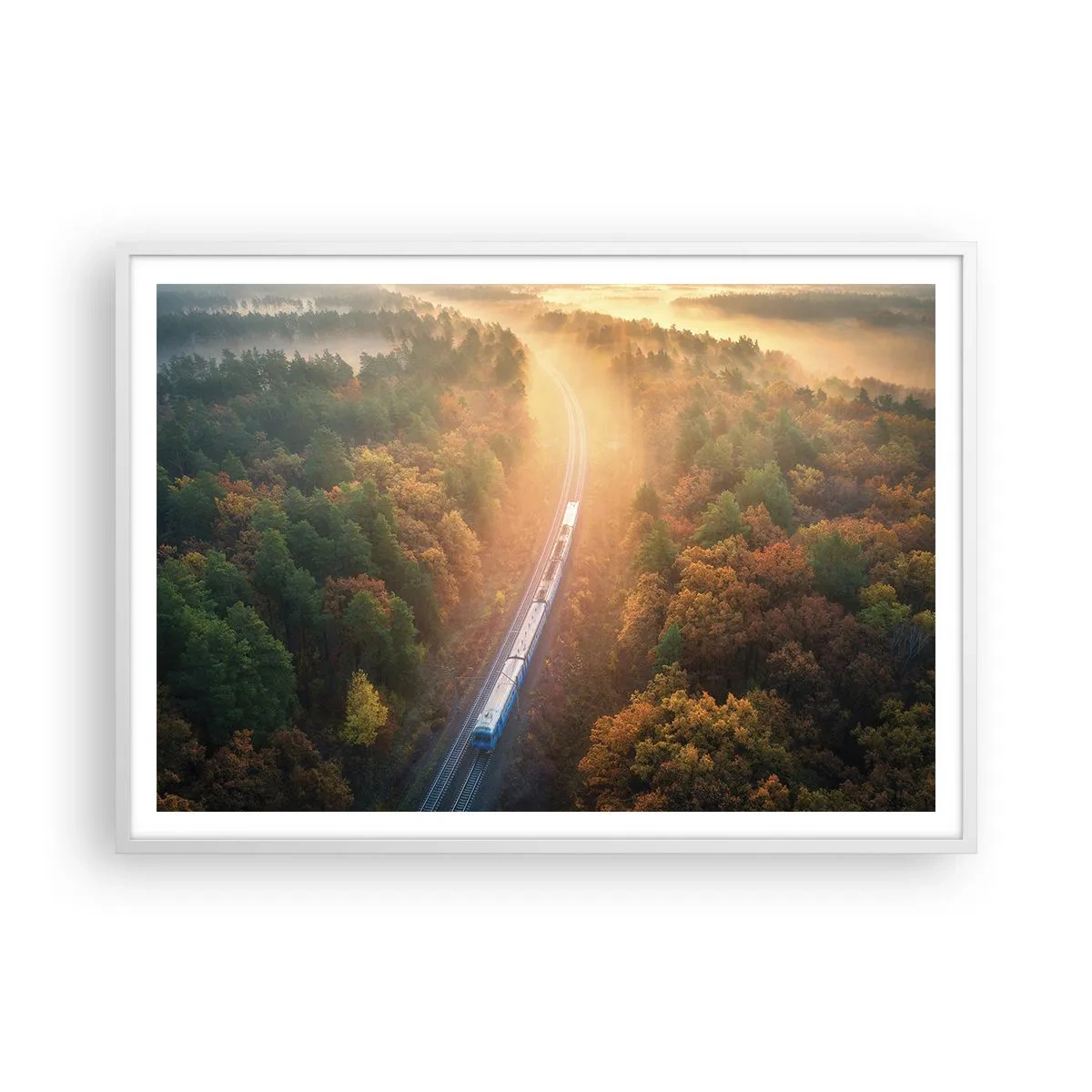 Póster en marco blanco - Un viaje otoñal - 100x70 cm