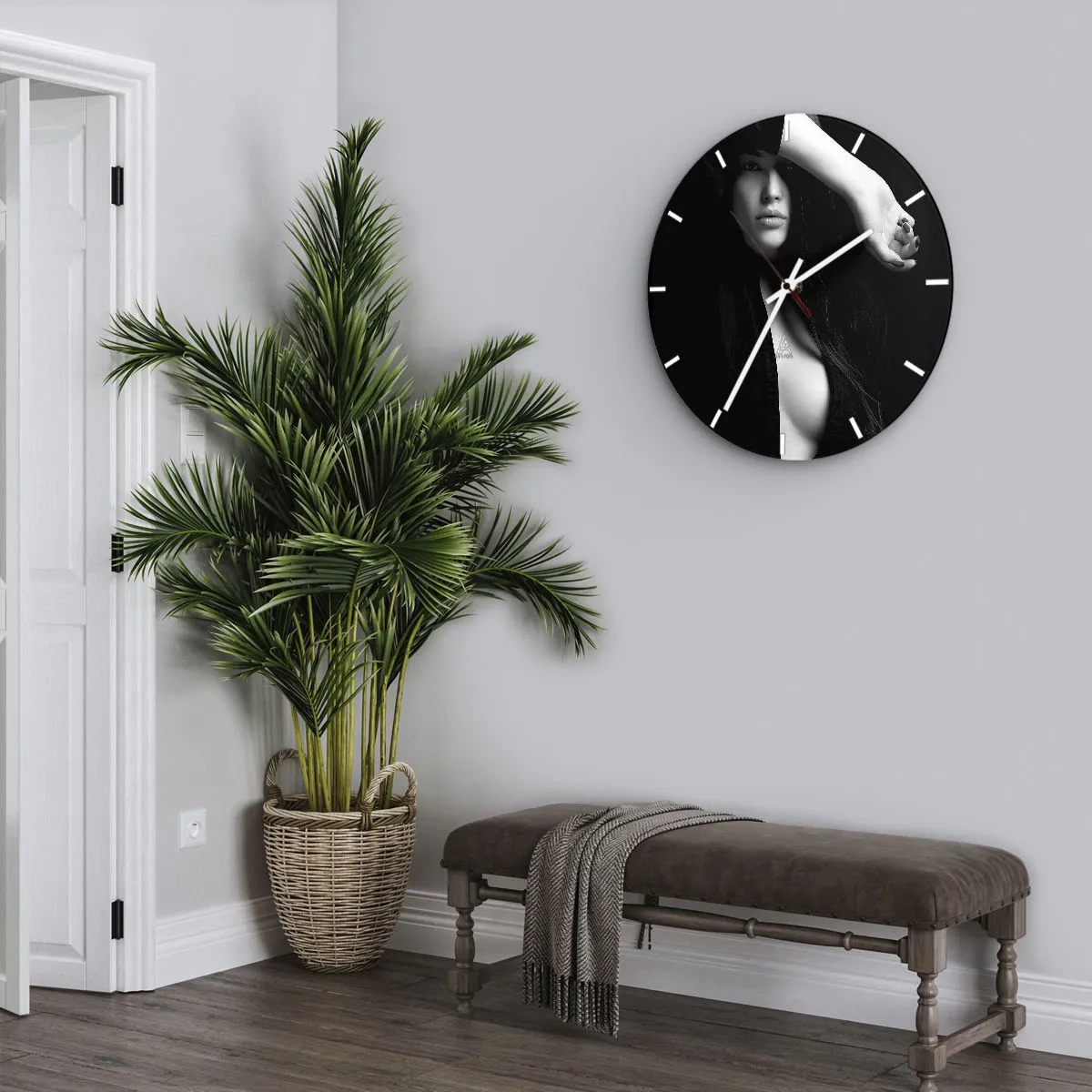 Reloj de pared - Reloj de vidrio - Escuela de seducción - 40x40 cm