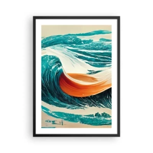 Póster en marco negro - Una ola dinámica en colores abstractos. - 50x70cm - El sueño de un surfista - Decoración de pared moderna para salón y dormitorio ARTTOR