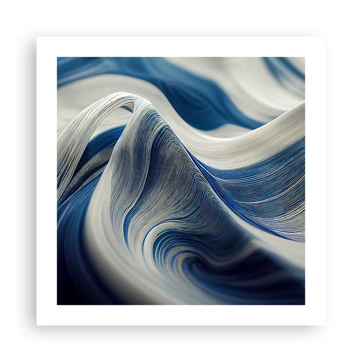 Póster - Fluidez de azul y blanco - 50x50 cm