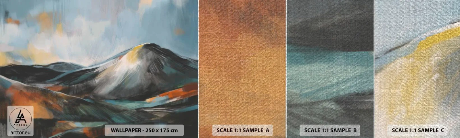 Muestra de fotomural Premium Canvas - Crudo y bello - Pedazo, Montañas, Paisaje - 100x30 cm