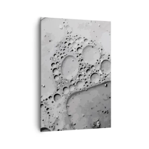 Cuadro sobre lienzo - Impresión de Imagen - Patrón de burbujas en blanco y negro en un estilo minimalista. - 70x100cm - Rastro espumoso - Decoración de pared moderna para salón y dormitorio ARTTOR