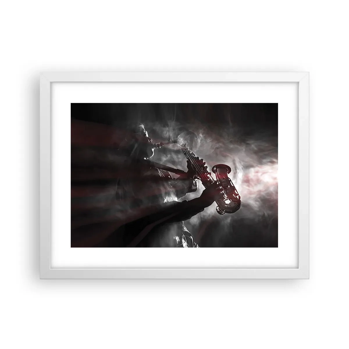 Póster en marco blanco - En el vapor del jazz - 40x30 cm