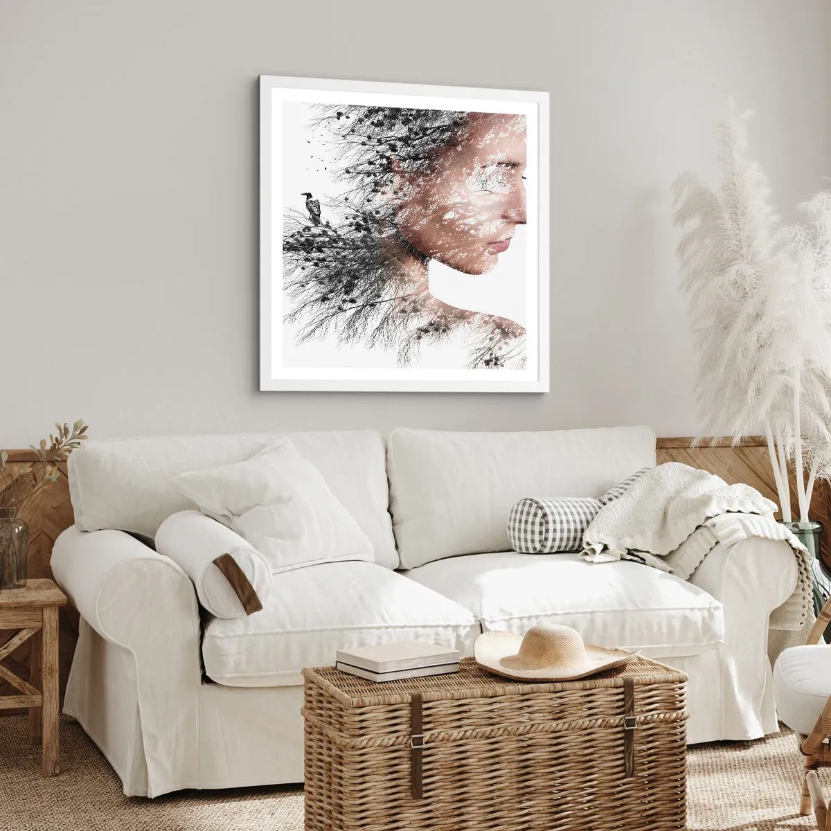 Póster en marco blanco - Espíritu del bosque - 30x30 cm