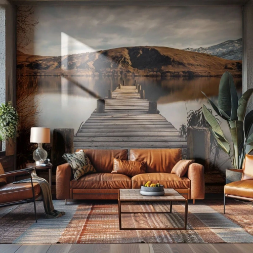 Fotomural Autadhesivo Deluxe Sticker - Un paisaje en silencio - Paisaje, Puente, Lago - 100x70 cm