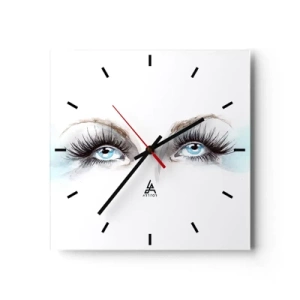 Reloj de pared - Reloj de vidrio - Acuarela con ojos azules y acentos delicados. - 30x30cm - ¿Los ojos de un ángel? - Decoración de pared moderna para salón y dormitorio ARTTOR