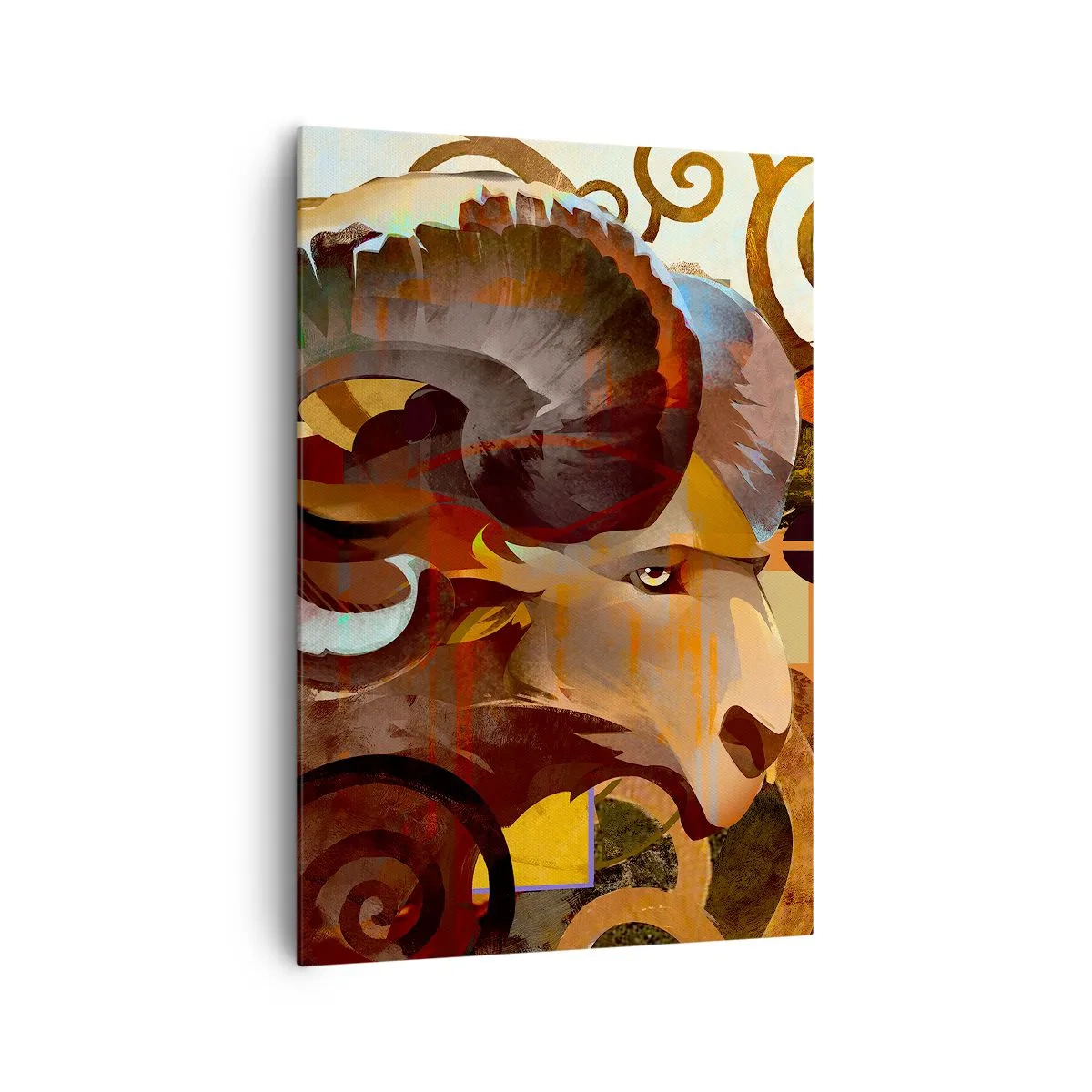 Cuadro sobre lienzo - Impresión de Imagen - Un carnero simbólico en una composición abstracta. - 70x100cm - Magia - religiones - rituales - Decoración de pared moderna para salón y dormitorio ARTTOR