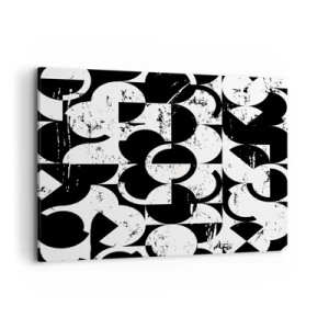Cuadro sobre lienzo - Impresión de Imagen - Patrón geométrico abstracto en blanco y negro con efecto vintage. - 120x80cm - El blanco es blanco y el negro es negro - Decoración de pared moderna para salón y dormitorio ARTTOR
