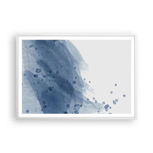 Póster en marco blanco - Tul azul - 100x70 cm
