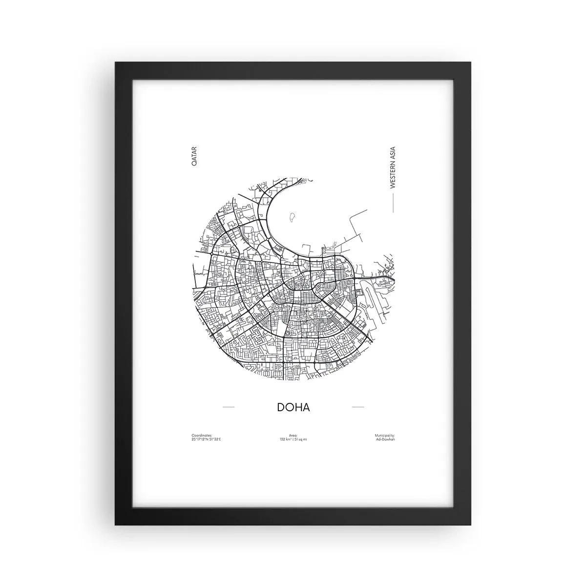 Póster en marco negro - Anatomía de Doha - 30x40 cm