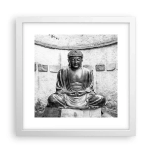 Póster en marco blanco - En la fuente de la paz - 30x30 cm