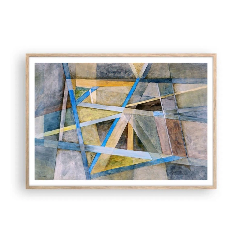 Póster en marco roble claro - ¿Recto o inclinado? - 100x70 cm