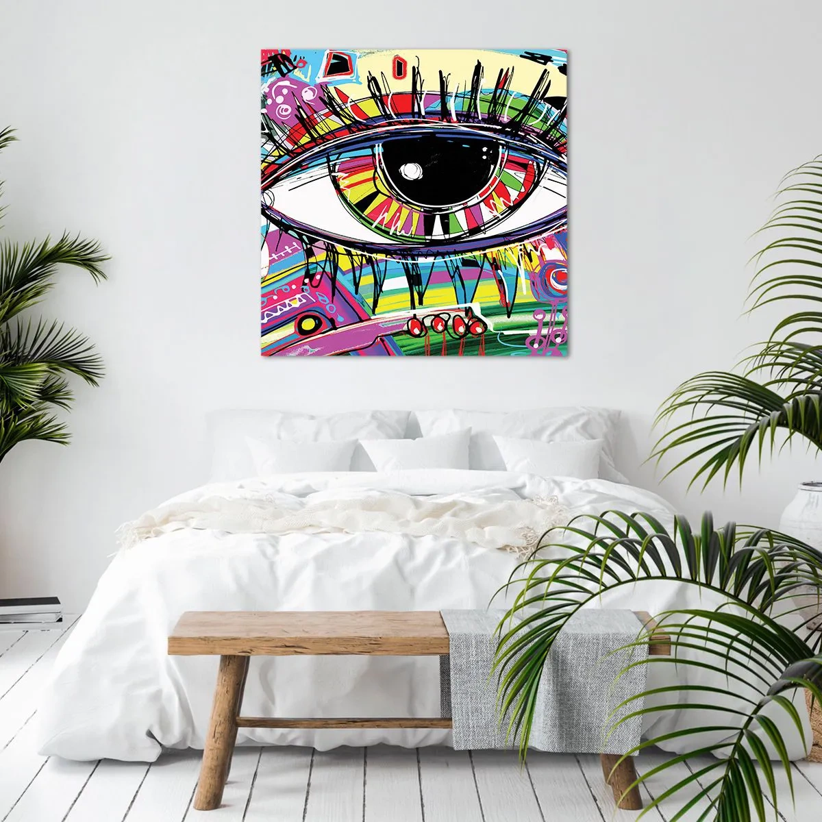Cuadro sobre lienzo - Impresión de Imagen - Un ojo colorido - un alma colorida - 70x70 cm