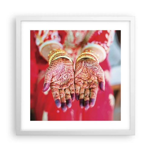 Póster en marco blanco - Ritual con las manos - 40x40 cm