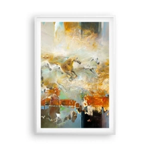 Póster en marco blanco - Galopando a través de la luz - 61x91 cm