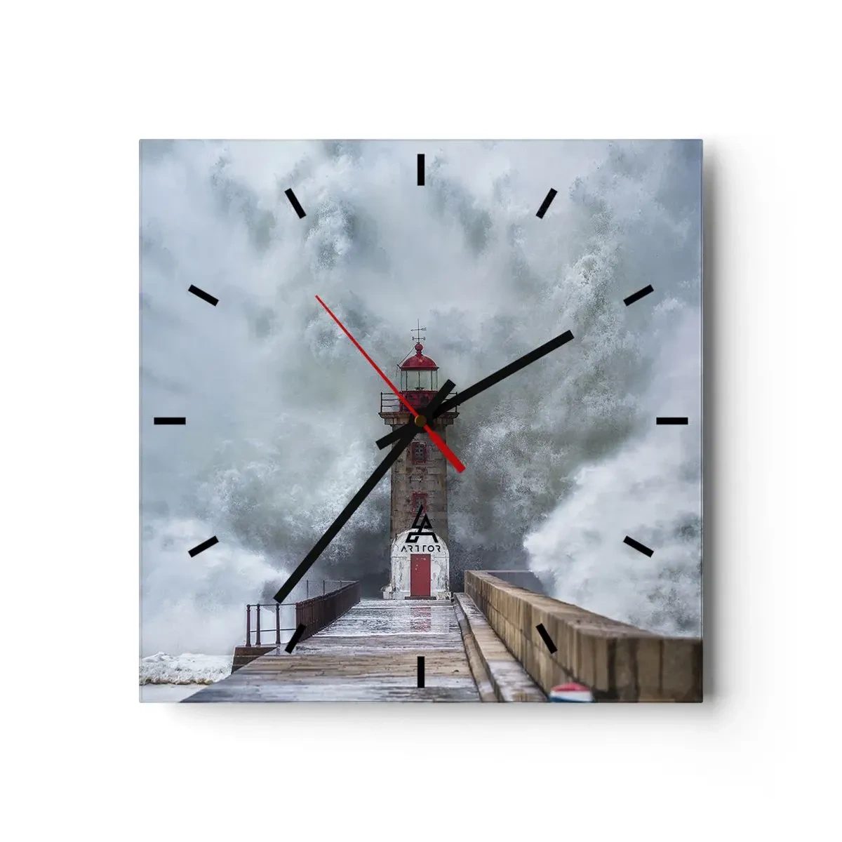 Reloj de pared - Reloj de vidrio - El rugido de las aguas, la fuerza del viento - 40x40 cm