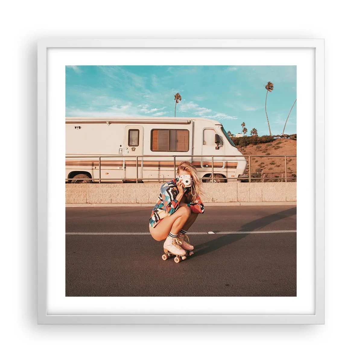 Póster en marco blanco - ¡Sonrían, por favor! - 50x50 cm