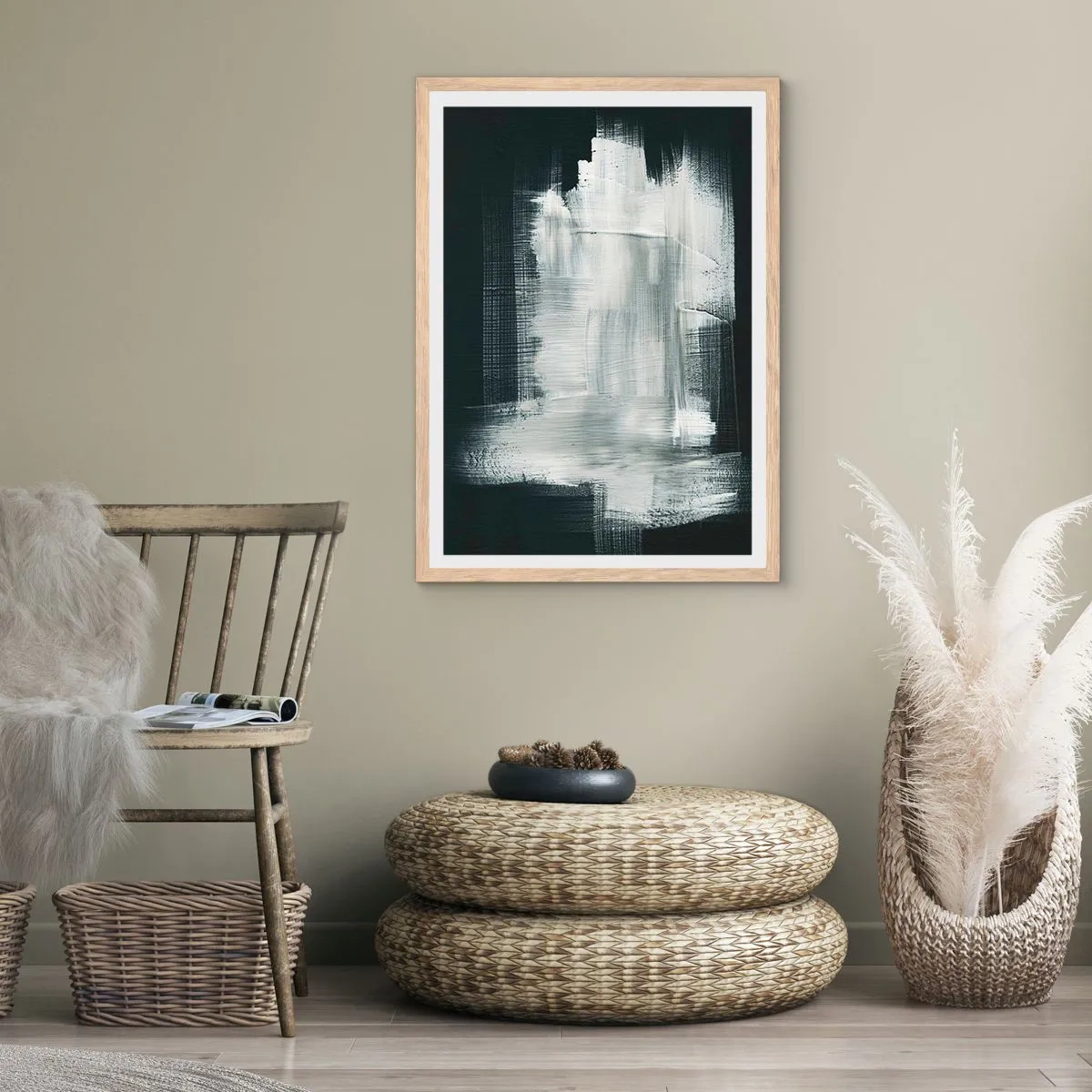 Póster en marco roble claro - Tejido vertical y horizontal - 40x50 cm