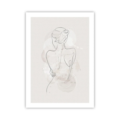 Póster - Una delicada silueta femenina en una línea continua. - 50x70cm - Como un cuerpo sensible - Decoración de pared moderna para salón y dormitorio ARTTOR