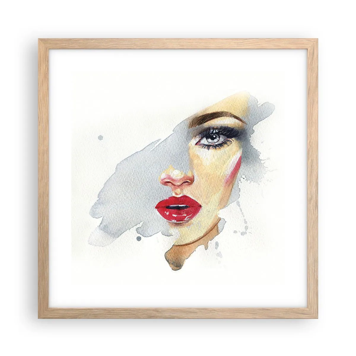 Póster en marco roble claro - Reflejo en una gota de agua - 40x40 cm