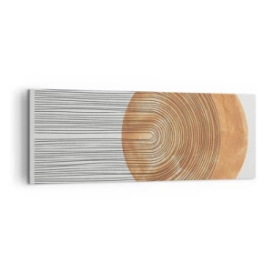 Cuadro sobre lienzo - Impresión de Imagen - Composición geométrica con círculos y líneas en colores cálidos. - 140x50cm - Una composición soleada - Decoración de pared moderna para salón y dormitorio ARTTOR