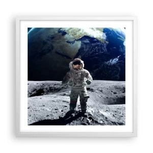 Póster en marco blanco - Saludos desde la Luna - 50x50 cm