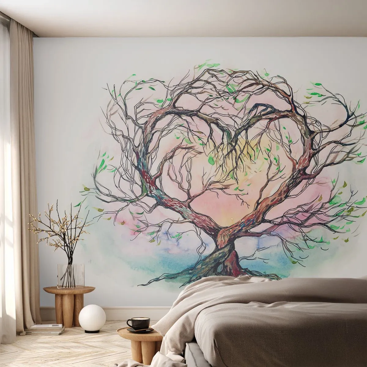 Fotomural Premium Canvas - Juntos contra los vientos - Abstracción, Árbol, Pedazo - 300x210 cm