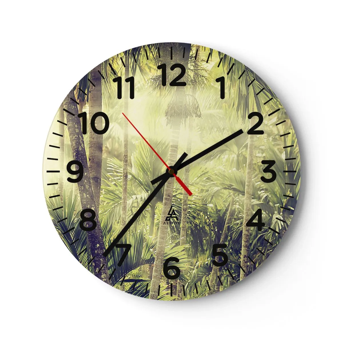 Reloj de pared - Reloj de vidrio - En el cálido verde - 40x40 cm