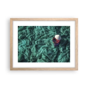 Póster en marco roble claro - En un mar de redes - 40x30 cm