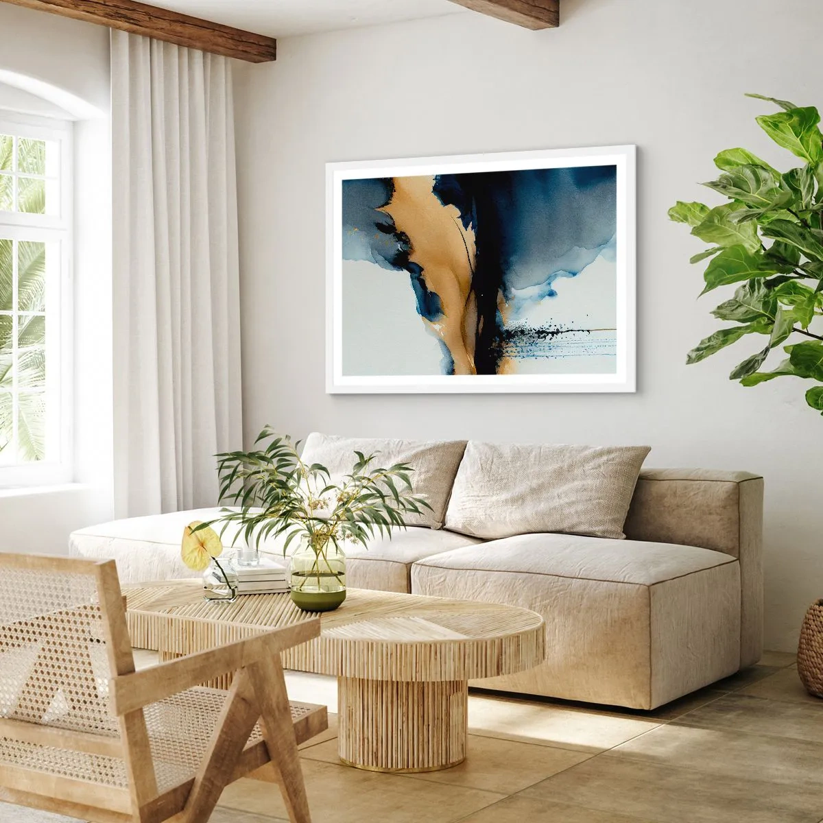 Póster en marco blanco - Tras el telón - 50x40 cm