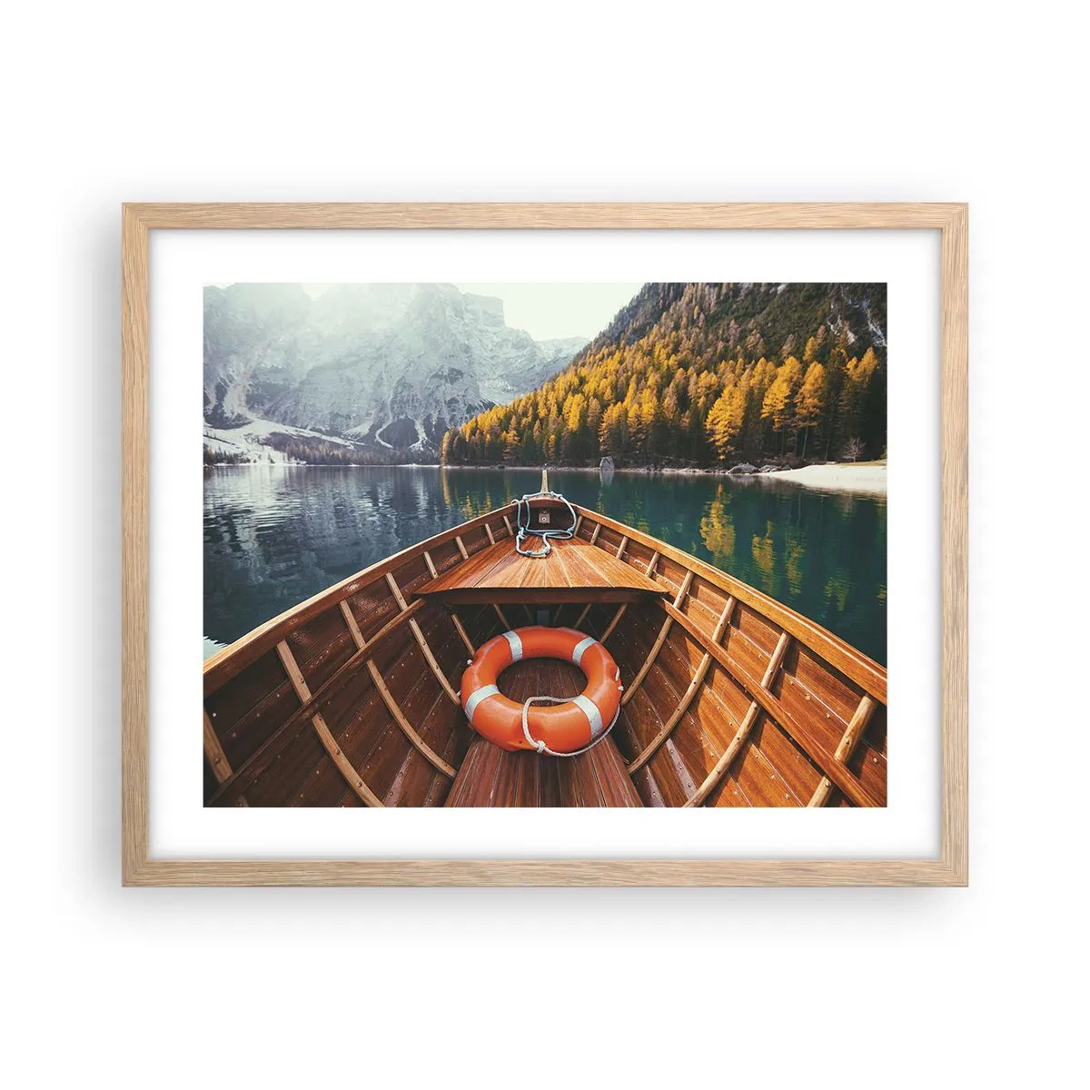 Póster en marco roble claro - Viaje a la montaña - 50x40 cm