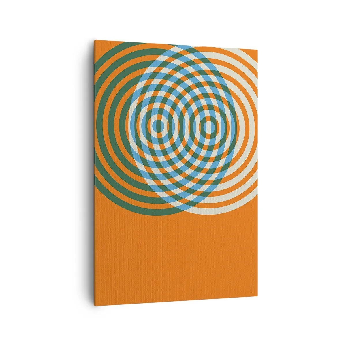 Cuadro sobre lienzo - Impresión de Imagen - Círculos concéntricos sobre un fondo naranja - 70x100cm - Círculos y abstracción - Decoración de pared moderna para salón y dormitorio ARTTOR