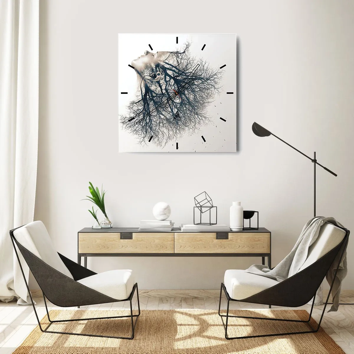 Reloj de pared - Reloj de vidrio - Escuchando el susurro de un árbol - 30x30 cm