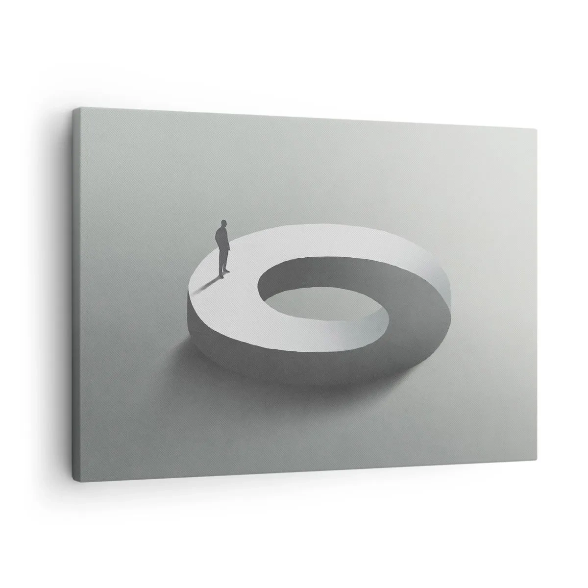 Cuadro sobre lienzo - Impresión de Imagen - Un hombre sobre una estructura gris y abstracta. - 70x50cm - Ser sabio no es una labor sencilla - Decoración de pared moderna para salón y dormitorio ARTTOR