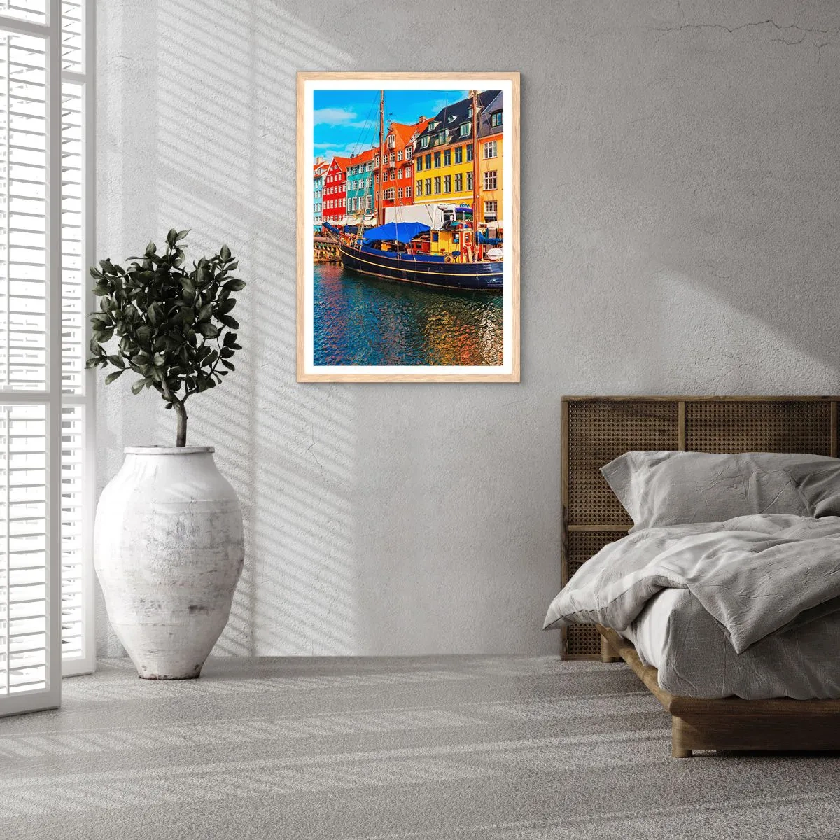 Póster en marco roble claro - Muelle alegre - 50x70 cm