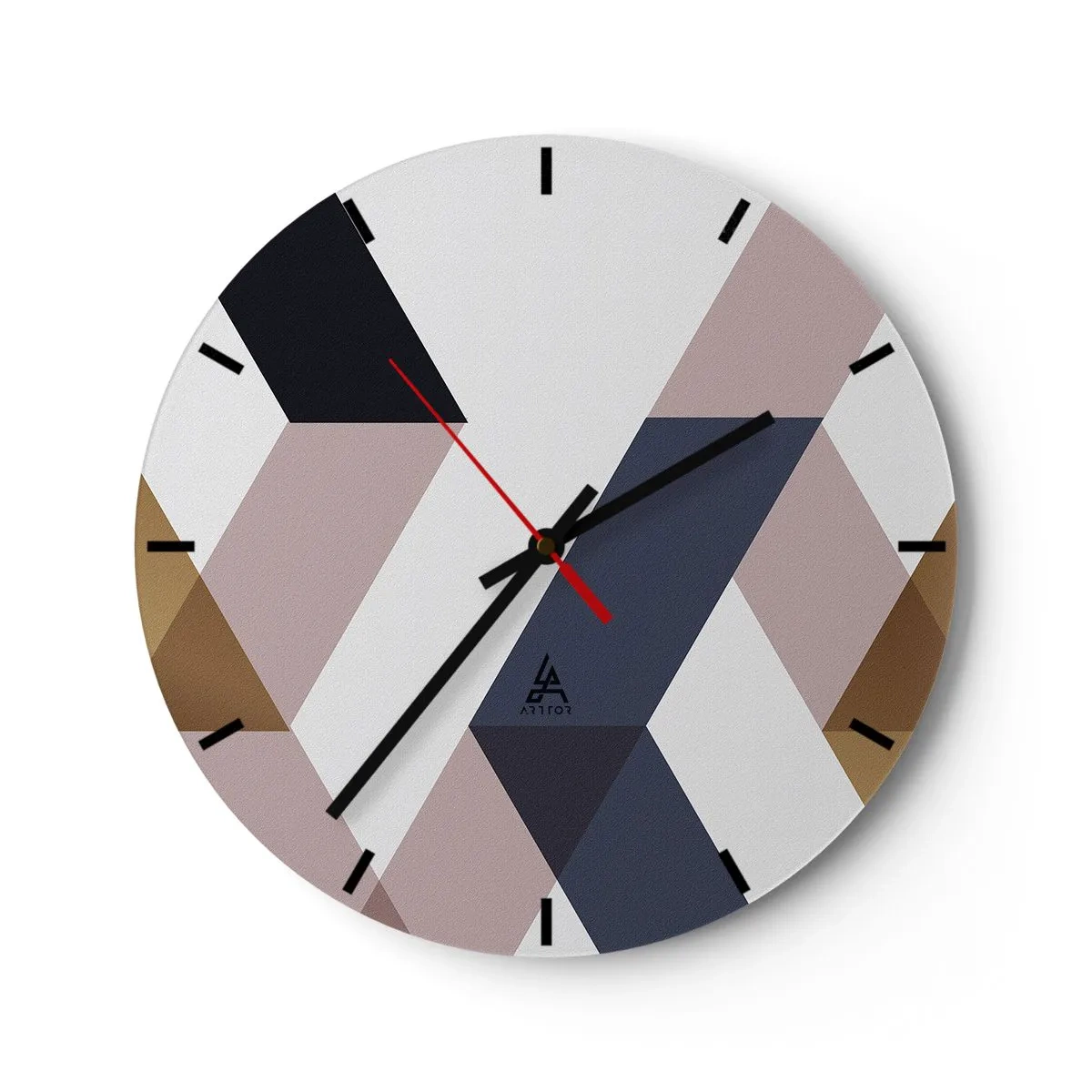 Reloj de pared - Reloj de vidrio - Rectas y ángulos - 40x40 cm