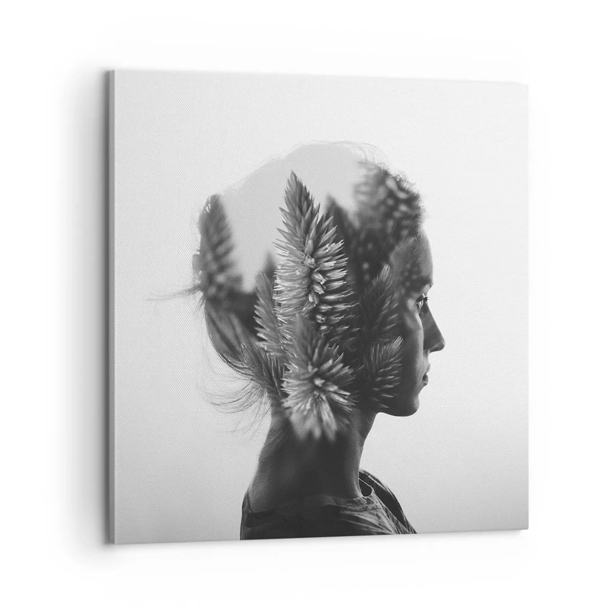 Cuadro sobre lienzo - Impresión de Imagen - La dama del bosque de pinos - 60x60 cm