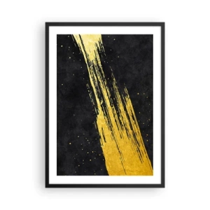 Póster en marco negro - Pinceladas doradas sobre fondo negro - 50x70cm - Saltar al hiperespacio - Decoración de pared moderna para salón y dormitorio ARTTOR