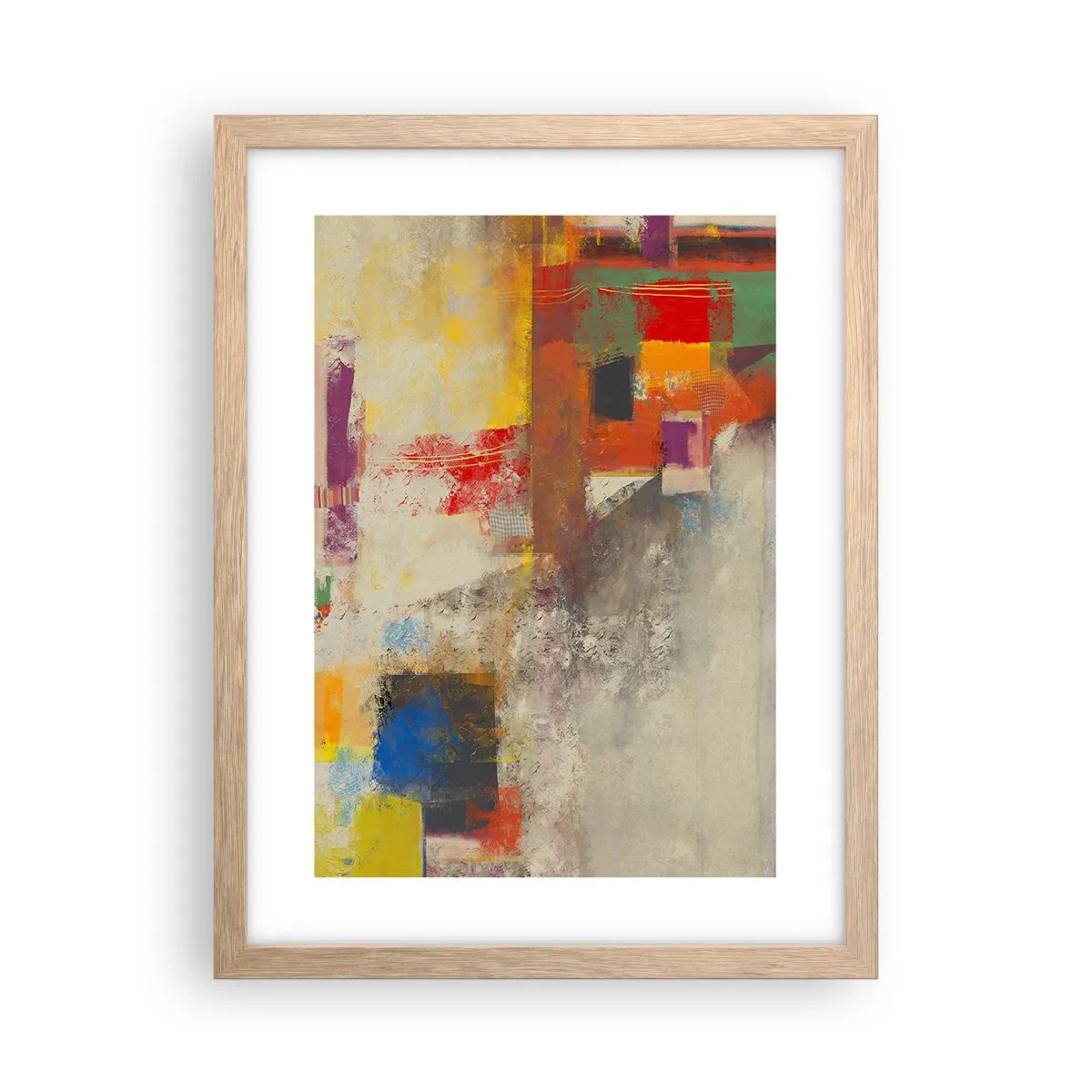 Póster en marco roble claro - Geometría de color - 30x40 cm