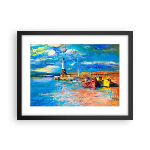 Póster en marco negro - Tarde en la bahía del arco iris - 40x30 cm