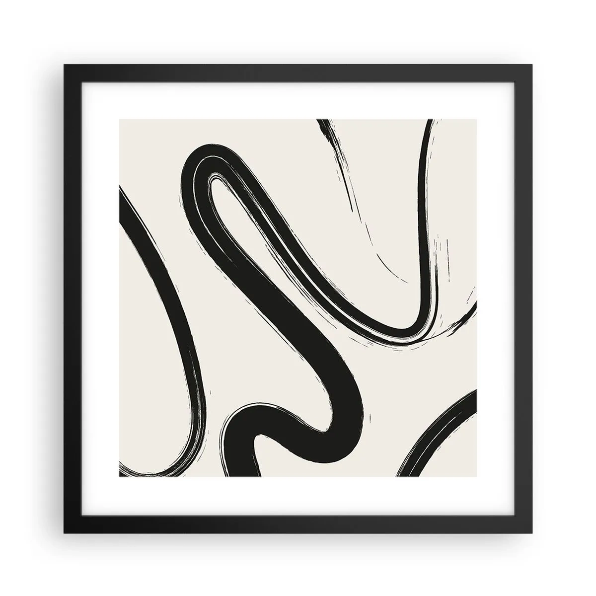 Póster en marco negro - Fantasía en blanco y negro - 40x40 cm