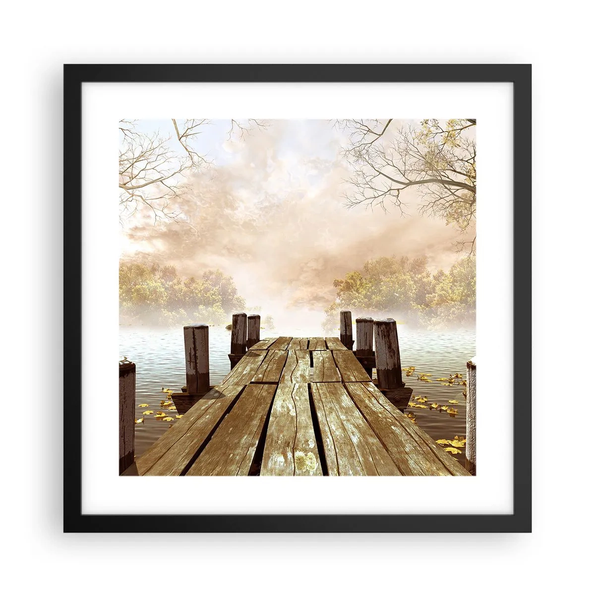 Póster en marco negro - La leve tristeza del otoño - 40x40 cm