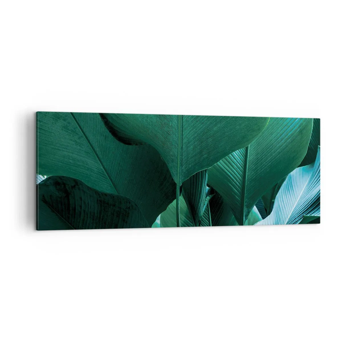 Cuadro sobre lienzo - Impresión de Imagen - Hojas verdes en una composición minimalista. - 140x50cm - De cara a la luz - Decoración de pared moderna para salón y dormitorio ARTTOR