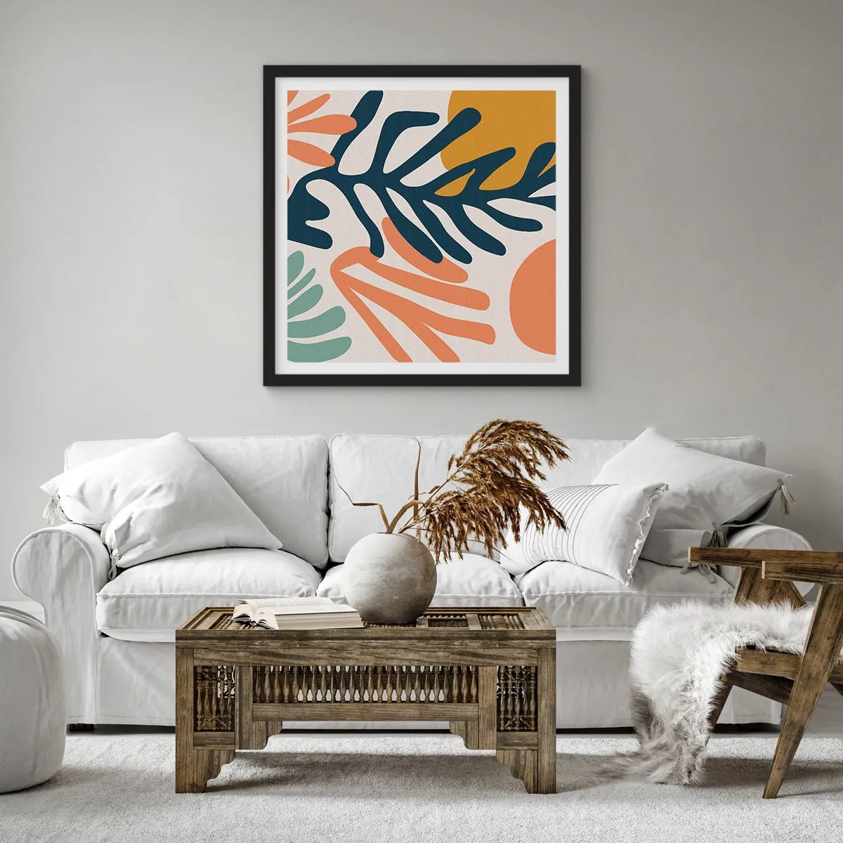Póster en marco negro - Mares de coral - 30x30 cm