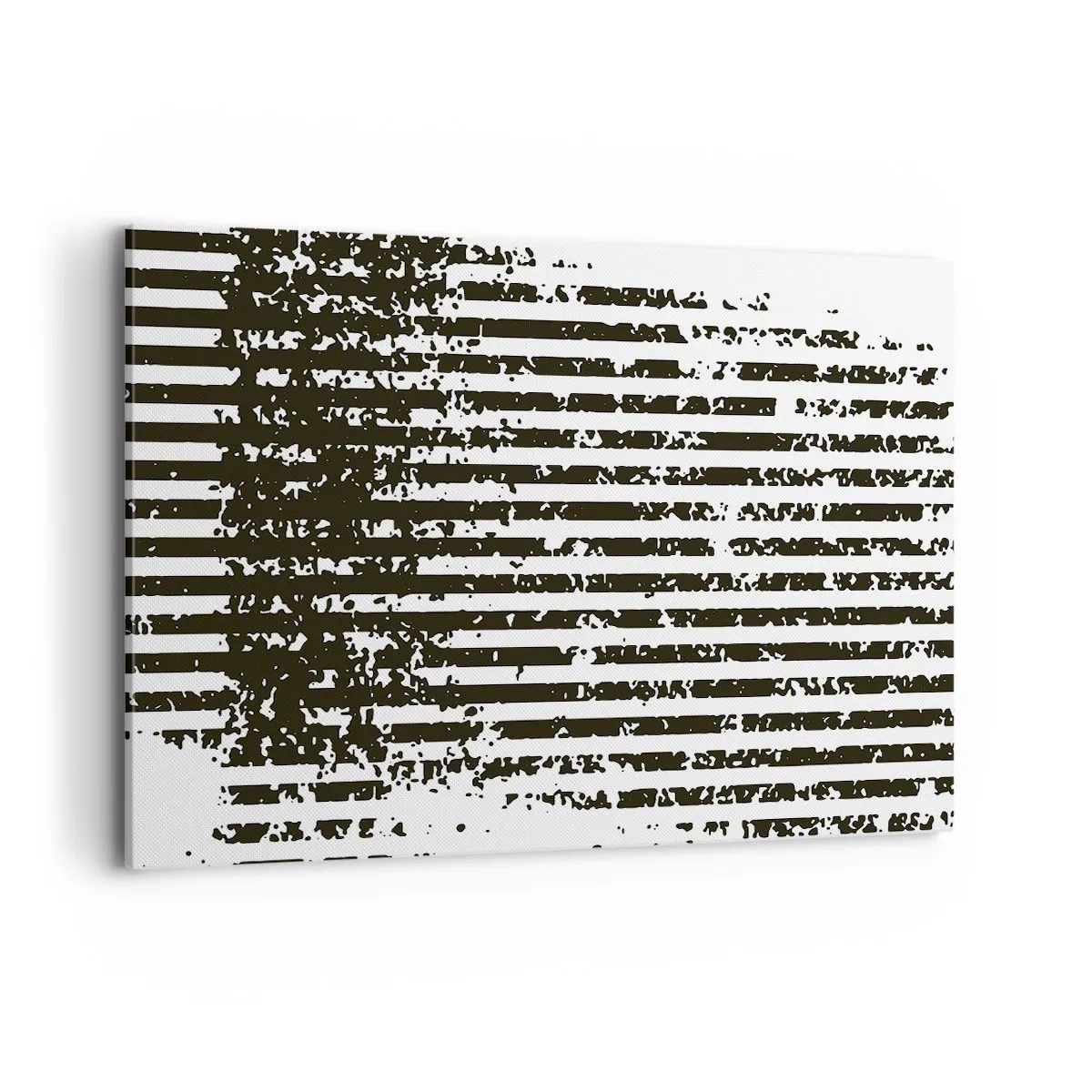 Cuadro sobre lienzo - Impresión de Imagen - Líneas abstractas con efecto desgastado en blanco y negro. - 120x80cm - Ritmo y ruido - Decoración de pared moderna para salón y dormitorio ARTTOR
