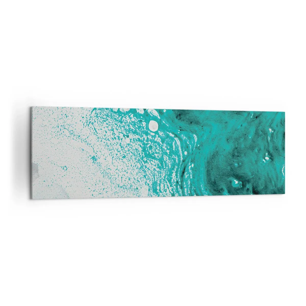 Cuadro sobre lienzo - Impresión de Imagen - Composición abstracta en tonos turquesa sobre fondo blanco. - 160x50cm - Disolución en blanco y turquesa - Decoración de pared moderna para salón y dormitorio ARTTOR