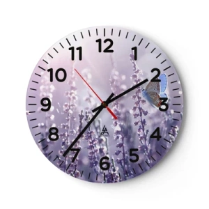 Reloj de pared - Reloj de vidrio - El beso de una mariposa - 30x30 cm