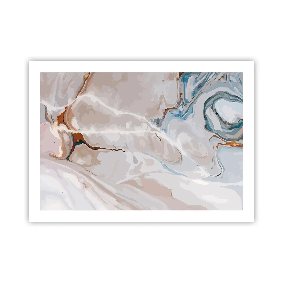Póster - El azul serpentea por el blanco - 70x50 cm