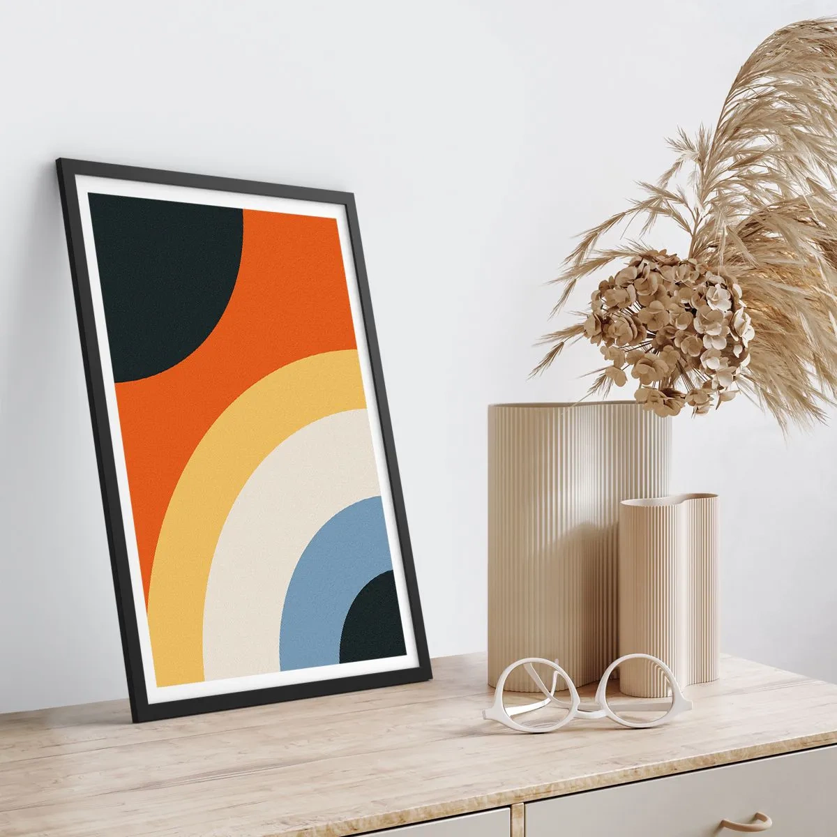 Póster en marco negro - Círculo sobre círculo - 40x50 cm