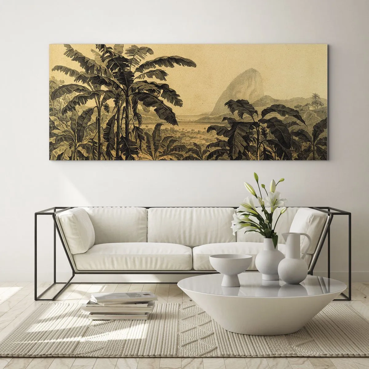 Cuadro sobre vidrio - Impresiones sobre Vidrio - En un ambiente colonial - 100x40 cm
